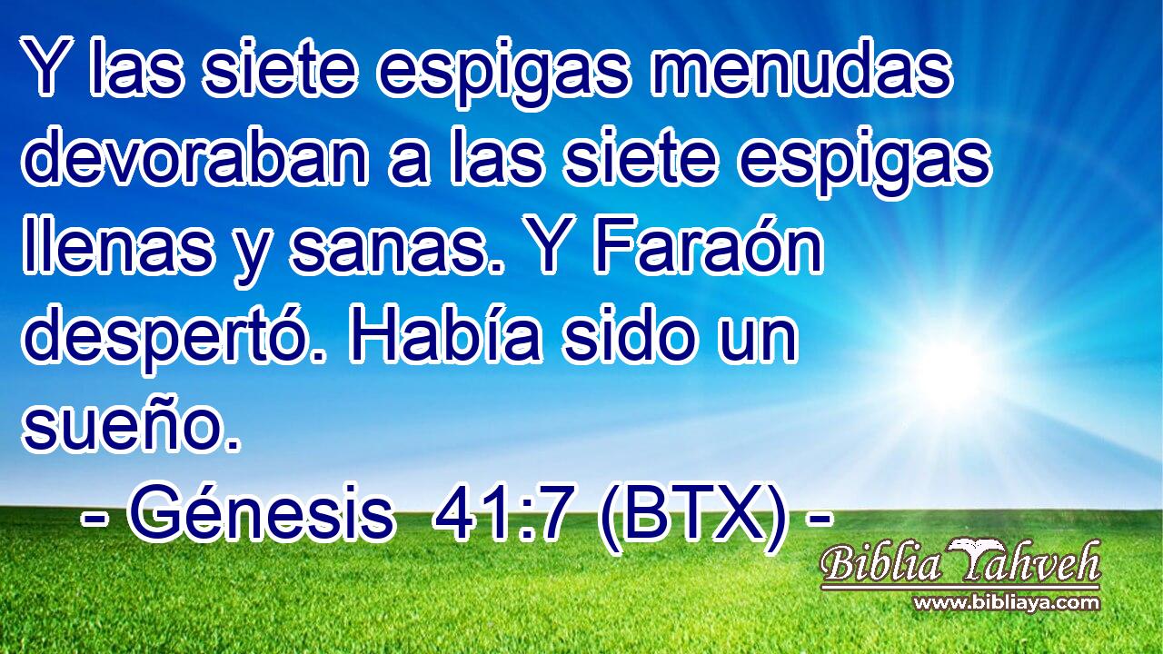 Y las siete espigas menudas devoraban a las siete espigas llenas y sanas. Y Faraón despertó. Había sido un sueño.