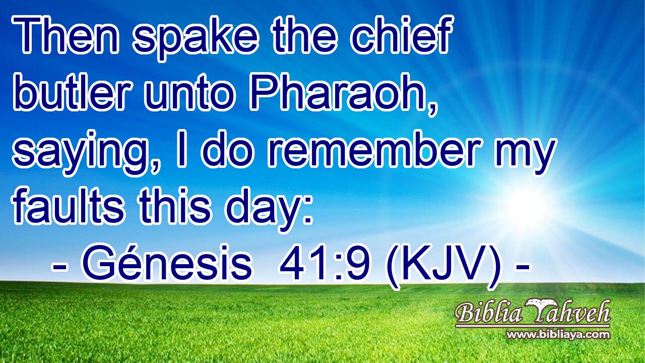 Then spake the chief butler unto Pharaoh, saying, I do remember my faults this day: