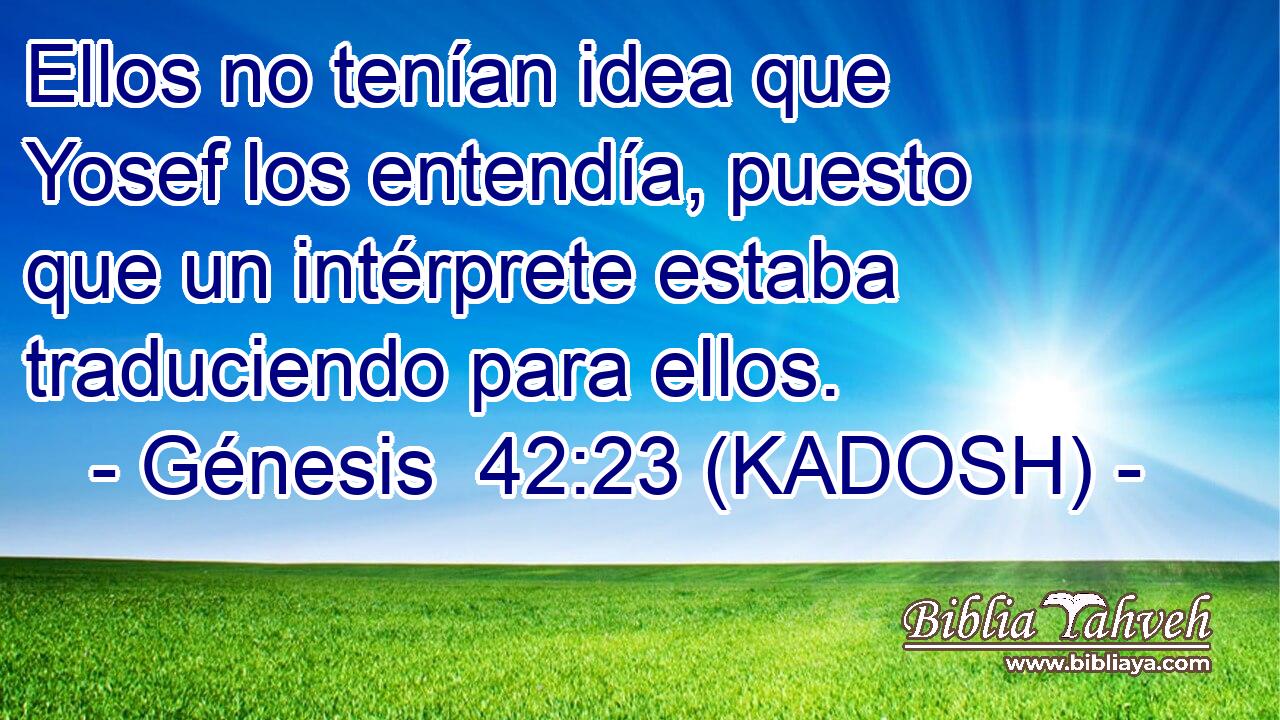  Ellos no tenían idea que Yosef los entendía, puesto que un intérprete estaba traduciendo para ellos. 
