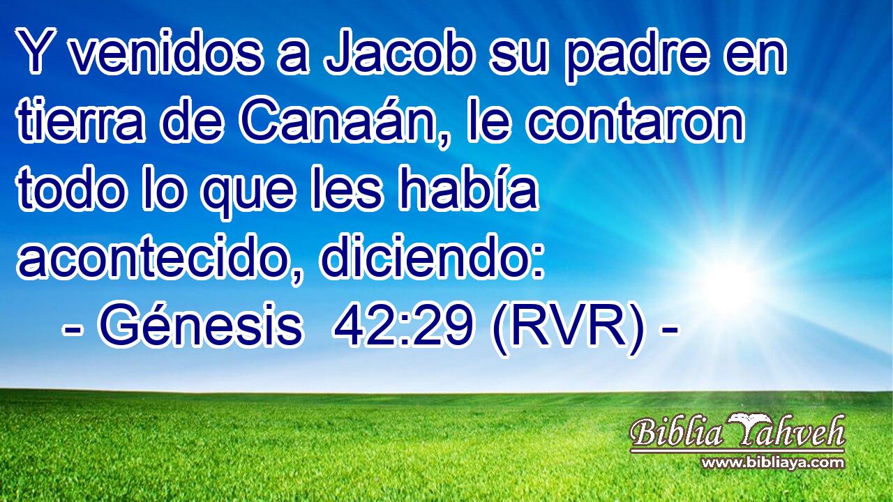 Y venidos a Jacob su padre en tierra de Canaán, le contaron todo lo que les había acontecido, diciendo: