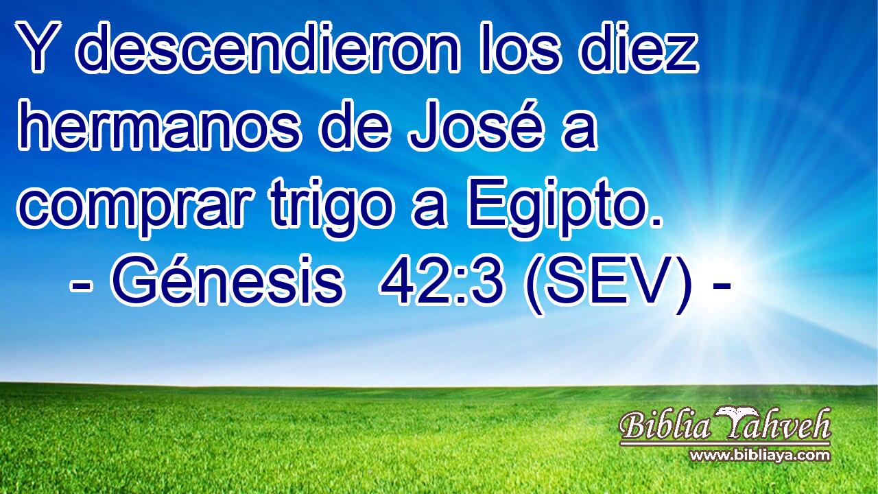 Génesis 42:3 (SEV) - Y Descendieron Los Diez Hermanos De José A...