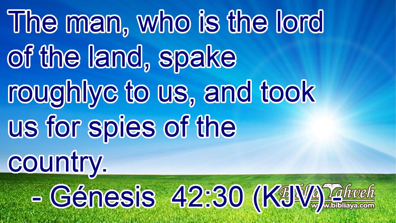 The man, who is the lord of the land, spake roughlyc to us, and took us for spies of the country.