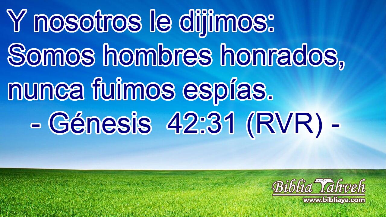 Y nosotros le dijimos: Somos hombres honrados, nunca fuimos espías.