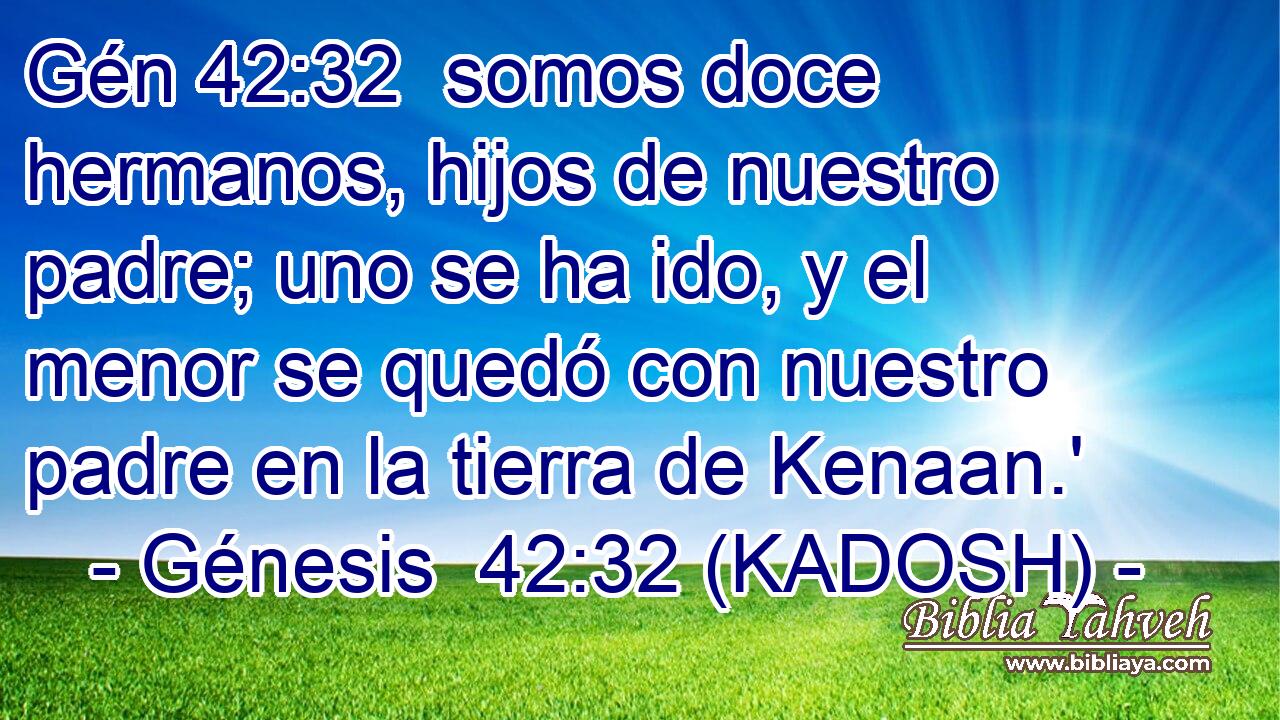  somos doce hermanos, hijos de nuestro padre; uno se ha ido, y el menor se quedó con nuestro padre en la tierra de Kenaan.' 