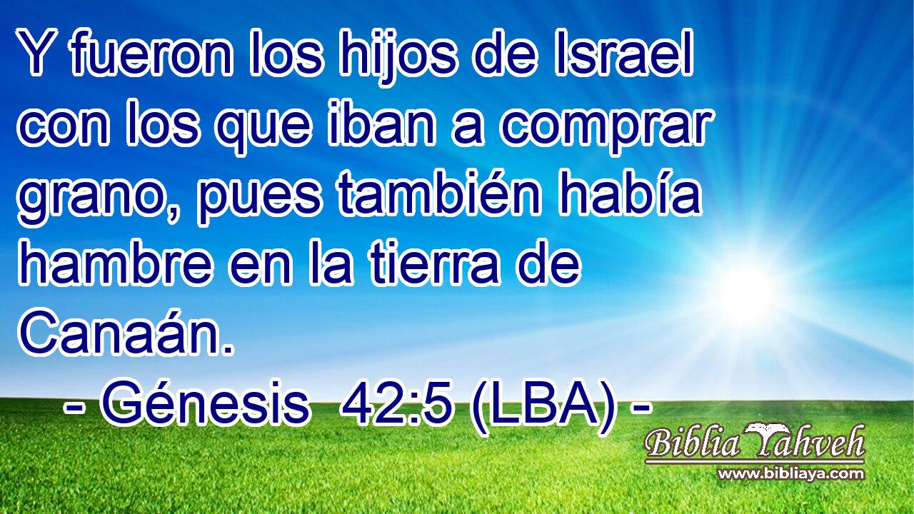 Y fueron los hijos de Israel con los que iban a comprar grano, pues también había hambre en la tierra de Canaán.