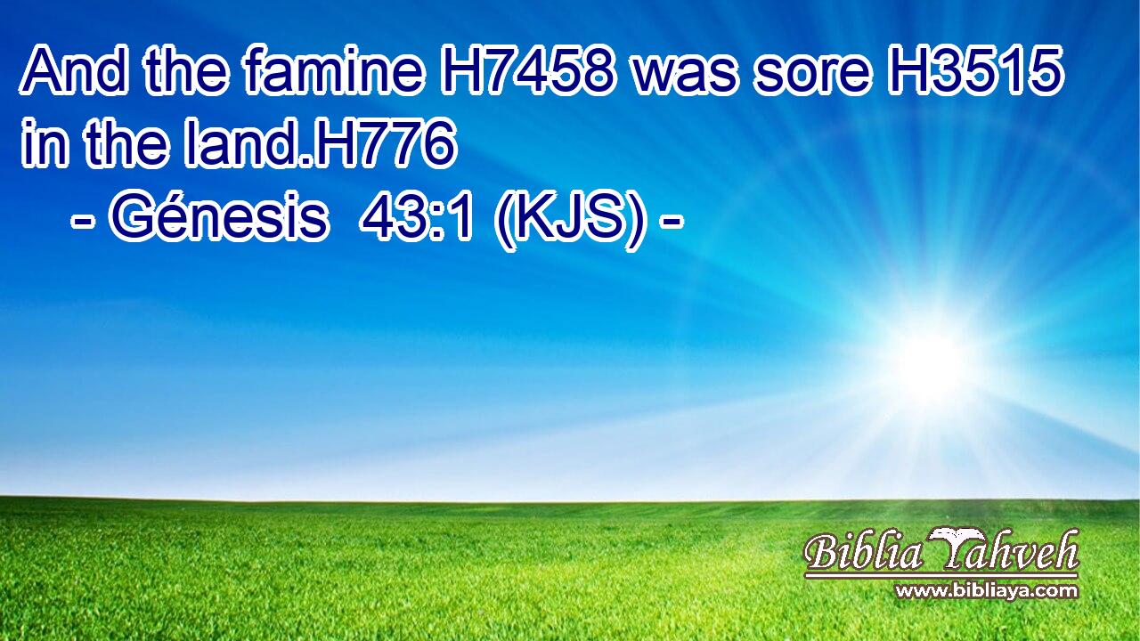 And the famine H7458 was sore H3515 in the land.H776