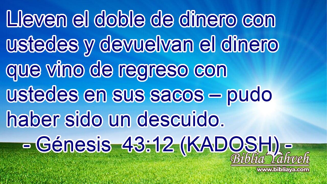  Lleven el doble de dinero con ustedes y devuelvan el dinero que vino de regreso con ustedes en sus sacos – pudo haber sido un descuido. 