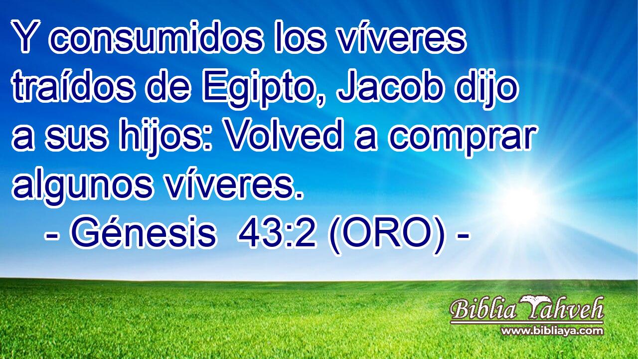  Y consumidos los víveres traídos de Egipto, Jacob dijo a sus hijos: Volved a comprar algunos víveres. 