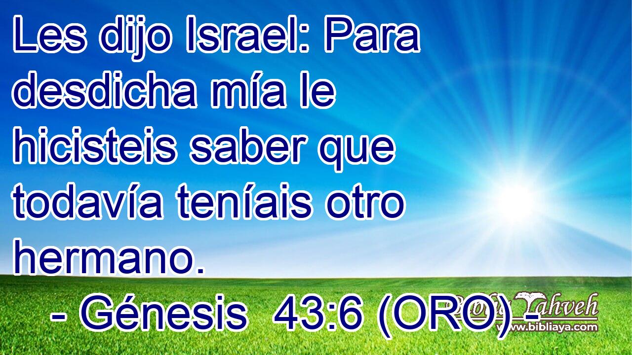  Les dijo Israel: Para desdicha mía le hicisteis saber que todavía teníais otro hermano. 