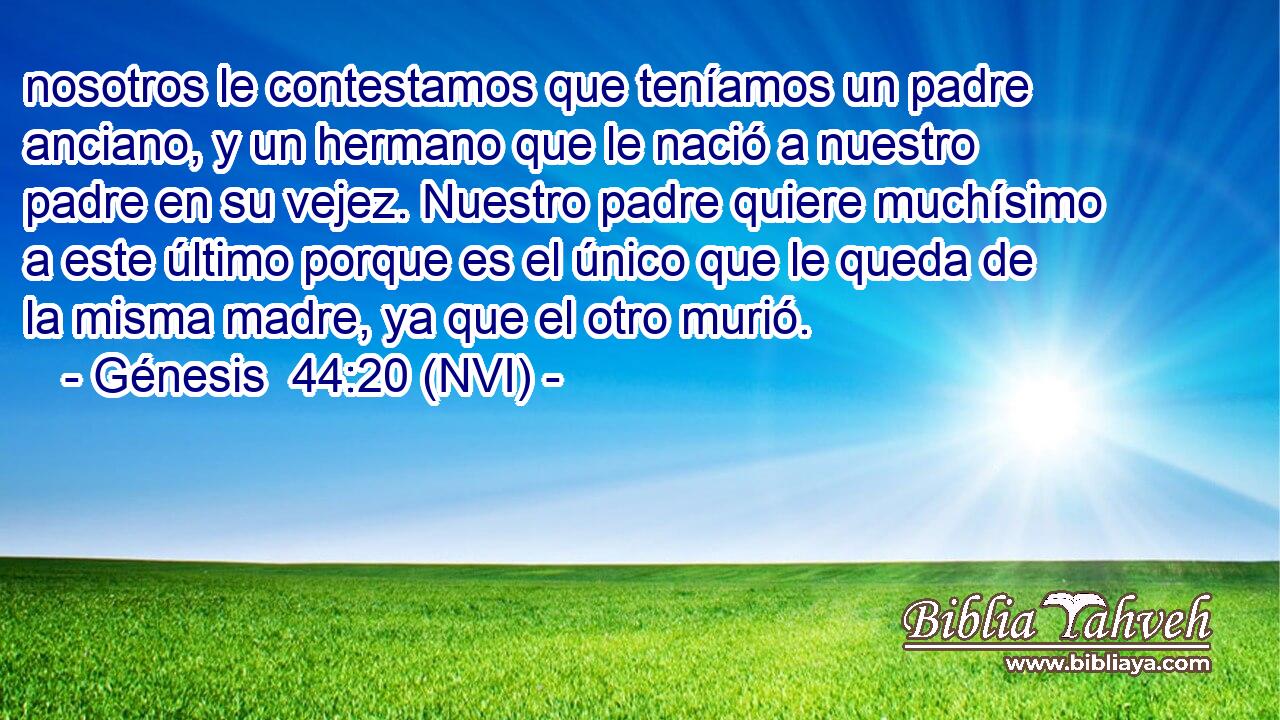  nosotros le contestamos que teníamos un padre anciano, y un hermano que le nació a nuestro padre en su vejez. Nuestro padre quiere muchísimo a este último porque es el único que le queda de la misma madre, ya que el otro murió. 