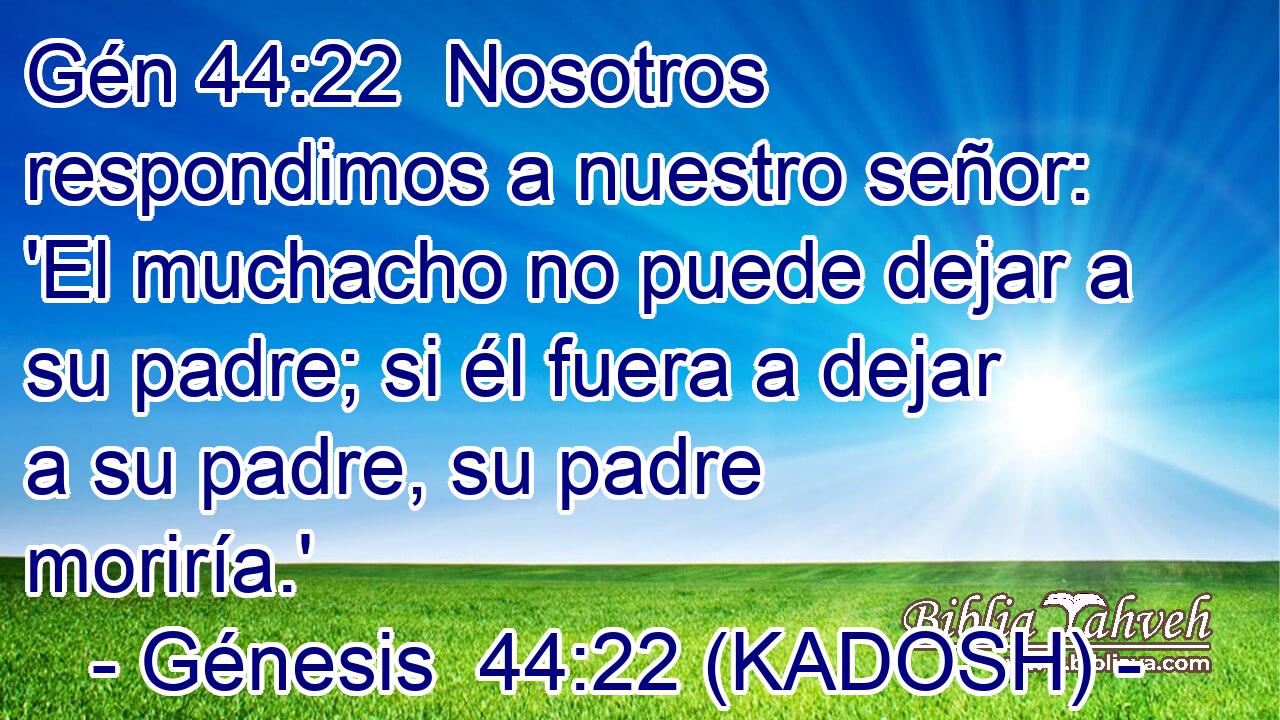  Nosotros respondimos a nuestro señor: 'El muchacho no puede dejar a su padre; si él fuera a dejar a su padre, su padre moriría.' 