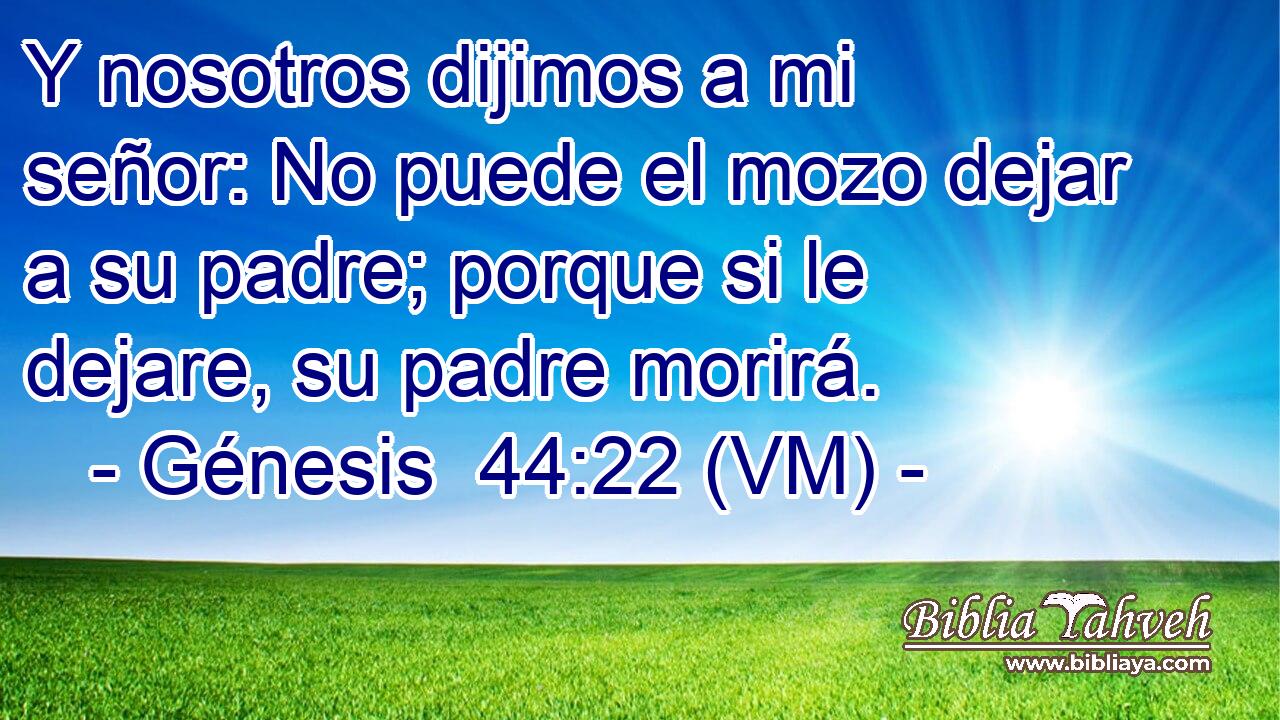  Y nosotros dijimos a mi señor: No puede el mozo dejar a su padre; porque si le dejare, su padre morirá. 