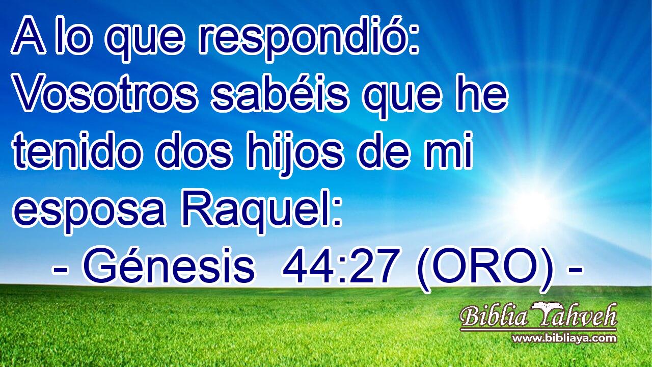  A lo que respondió: Vosotros sabéis que he tenido dos hijos de mi esposa Raquel: 