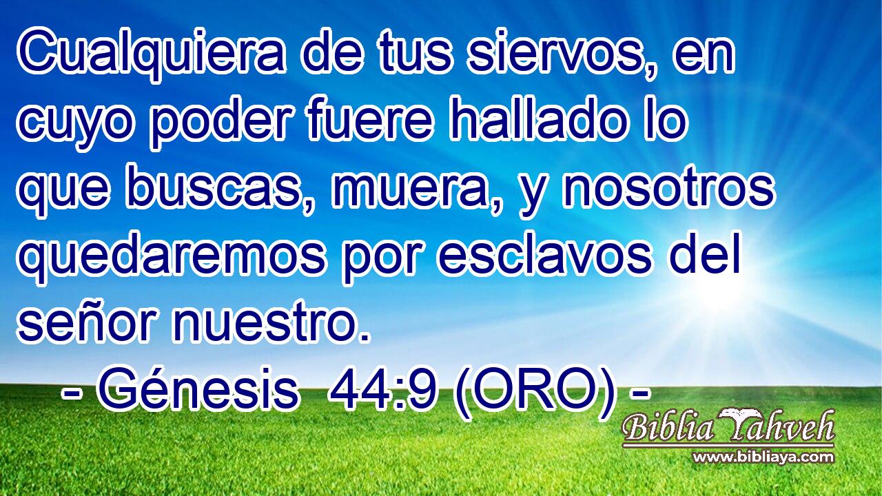  Cualquiera de tus siervos, en cuyo poder fuere hallado lo que buscas, muera, y nosotros quedaremos por esclavos del señor nuestro. 