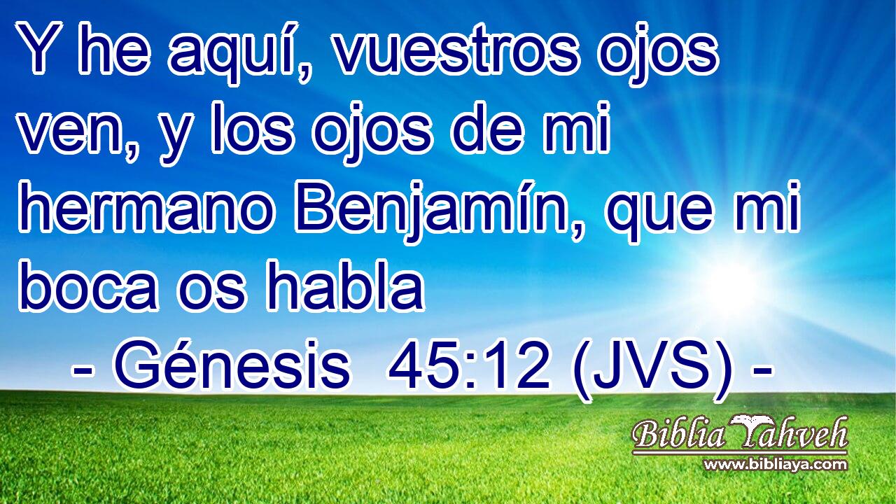 Y he aquí, vuestros ojos ven, y los ojos de mi hermano Benjamín, que mi boca os habla