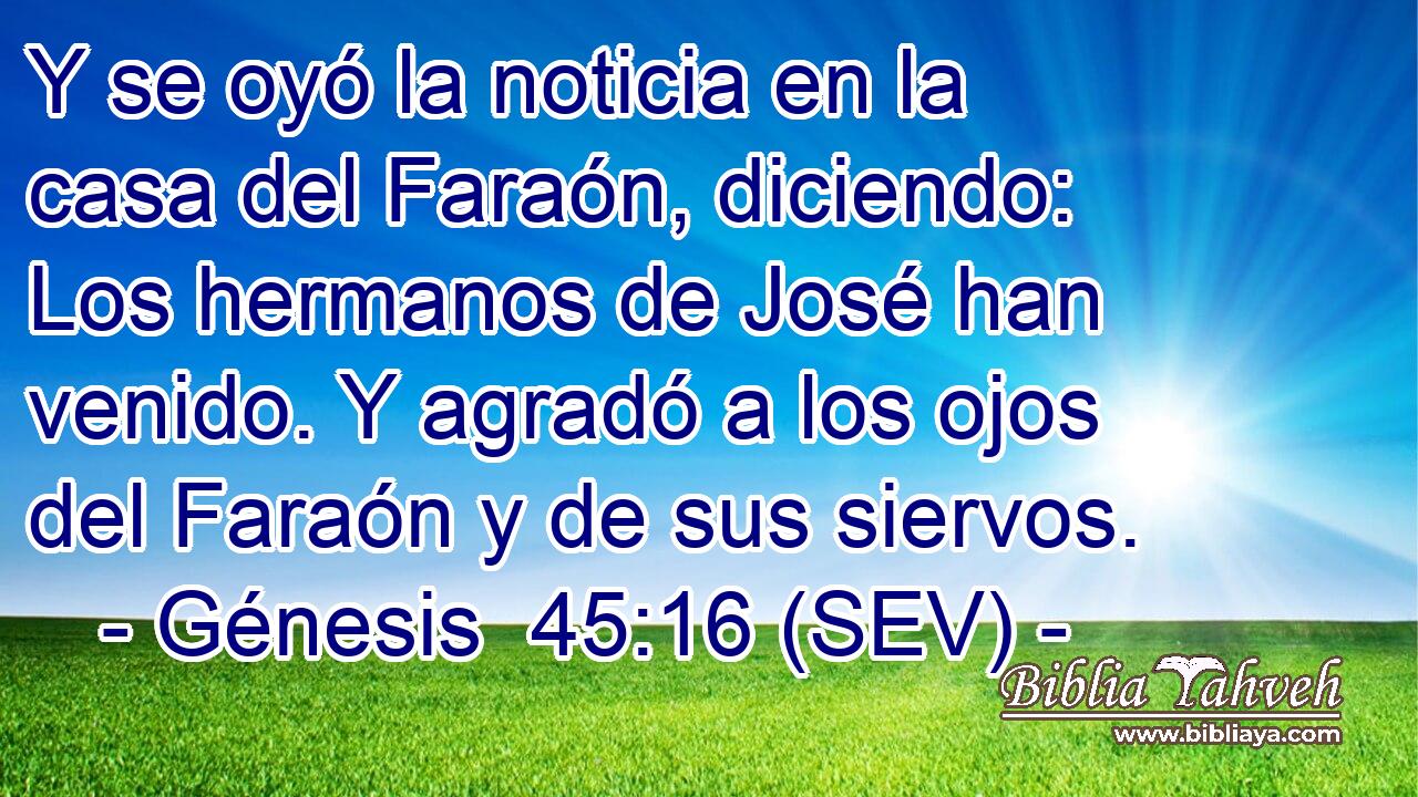 Y se oyó la noticia en la casa del Faraón, diciendo: Los hermanos de José han venido. Y agradó a los ojos del Faraón y de sus siervos.