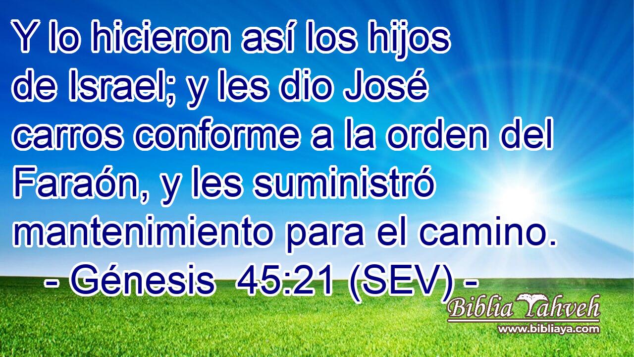 Y lo hicieron así los hijos de Israel; y les dio José carros conforme a la orden del Faraón, y les suministró mantenimiento para el camino.