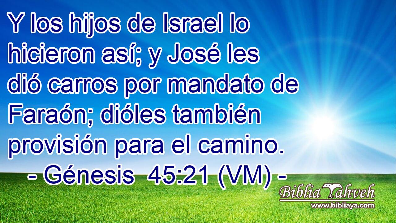  Y los hijos de Israel lo hicieron así; y José les dió carros por mandato de Faraón; dióles también provisión para el camino. 