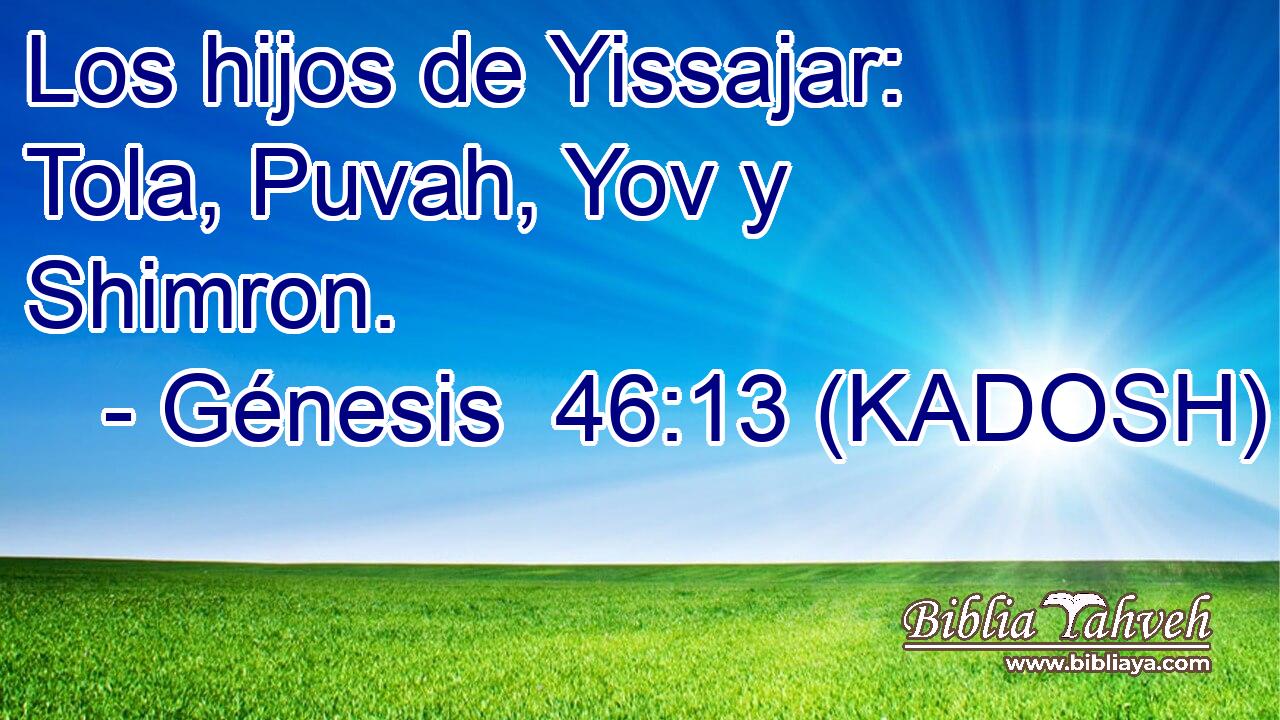 Los hijos de Yissajar: Tola, Puvah, Yov y Shimron. 