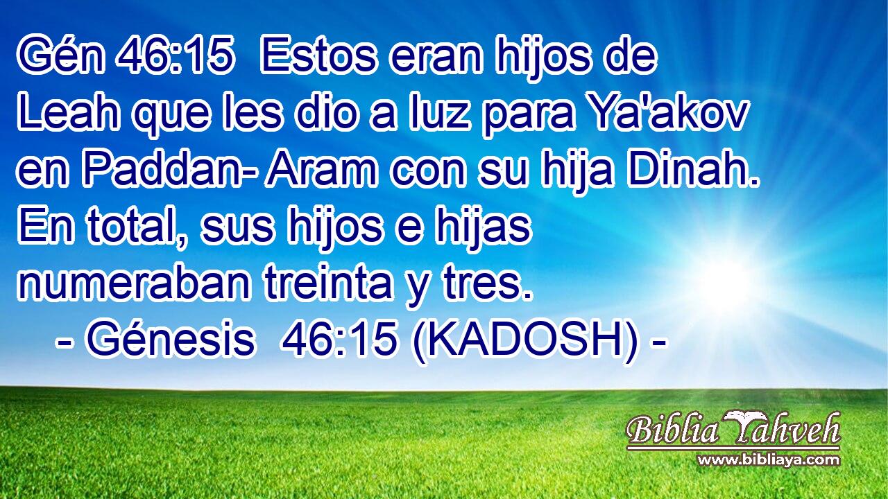  Estos eran hijos de Leah que les dio a luz para Ya'akov en Paddan- Aram con su hija Dinah. En total, sus hijos e hijas numeraban treinta y tres. 