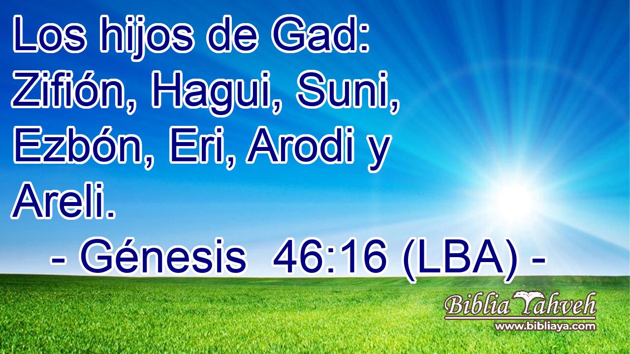 Los hijos de Gad: Zifión, Hagui, Suni, Ezbón, Eri, Arodi y Areli.