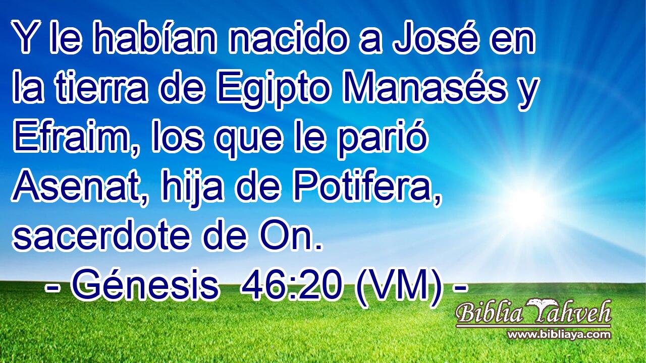 Y le habían nacido a José en la tierra de Egipto Manasés y Efraim, los que le parió Asenat, hija de Potifera, sacerdote de On. 