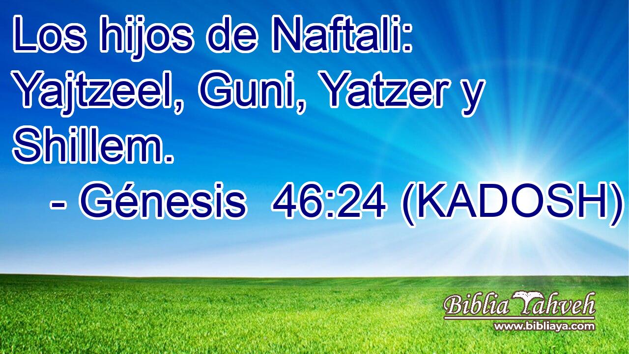  Los hijos de Naftali: Yajtzeel, Guni, Yatzer y Shillem. 