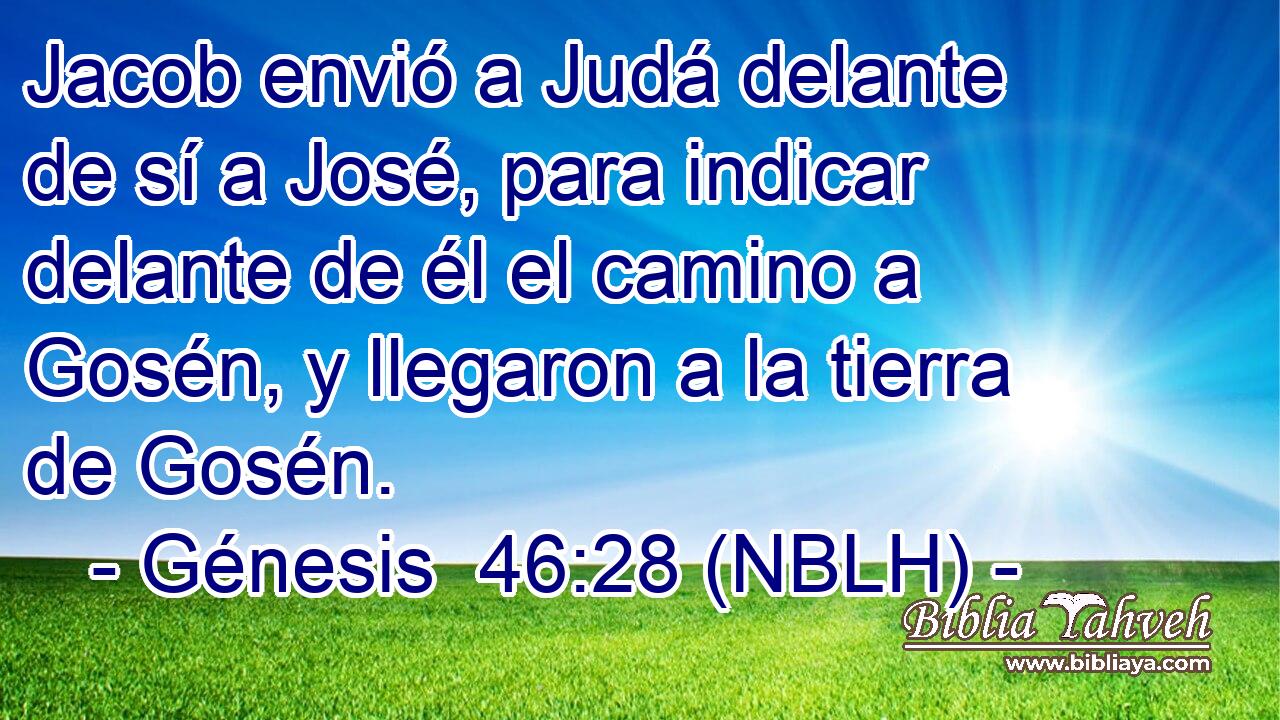  Jacob envió a Judá delante de sí a José, para indicar delante de él el camino a Gosén, y llegaron a la tierra de Gosén. 