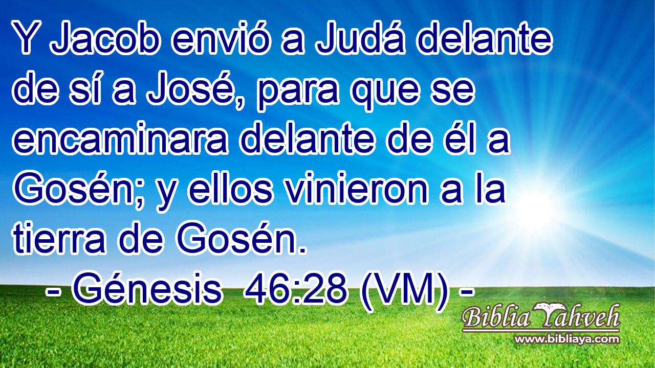  Y Jacob envió a Judá delante de sí a José, para que se encaminara delante de él a Gosén; y ellos vinieron a la tierra de Gosén. 