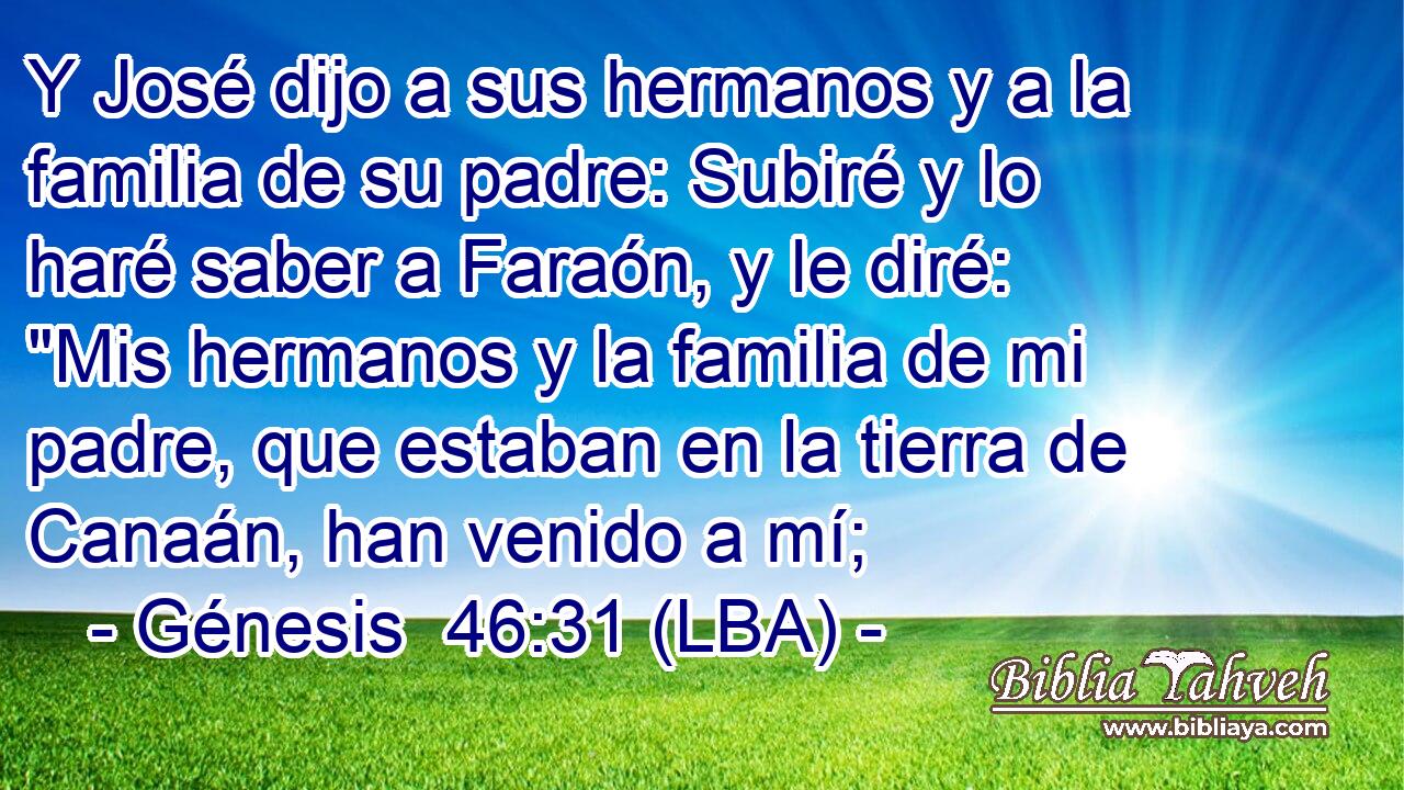 Y José dijo a sus hermanos y a la familia de su padre: Subiré y lo haré saber a Faraón, y le diré: 