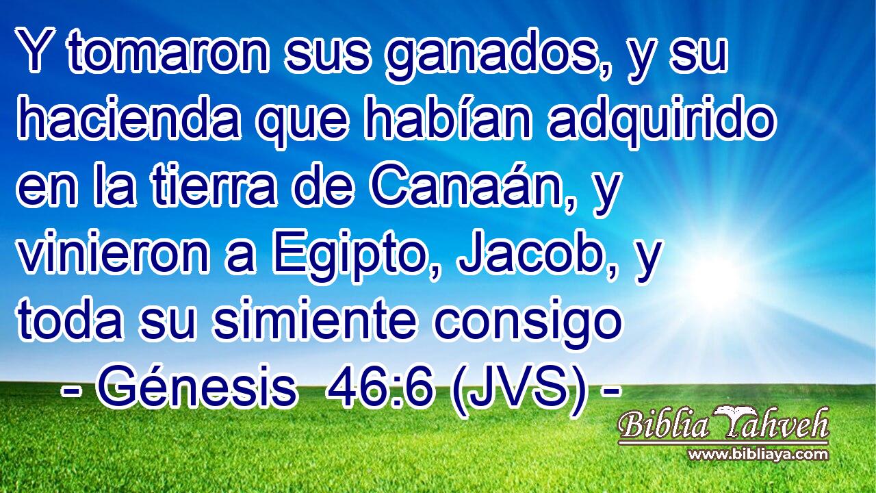 Y tomaron sus ganados, y su hacienda que habían adquirido en la tierra de Canaán, y vinieron a Egipto, Jacob, y toda su simiente consigo