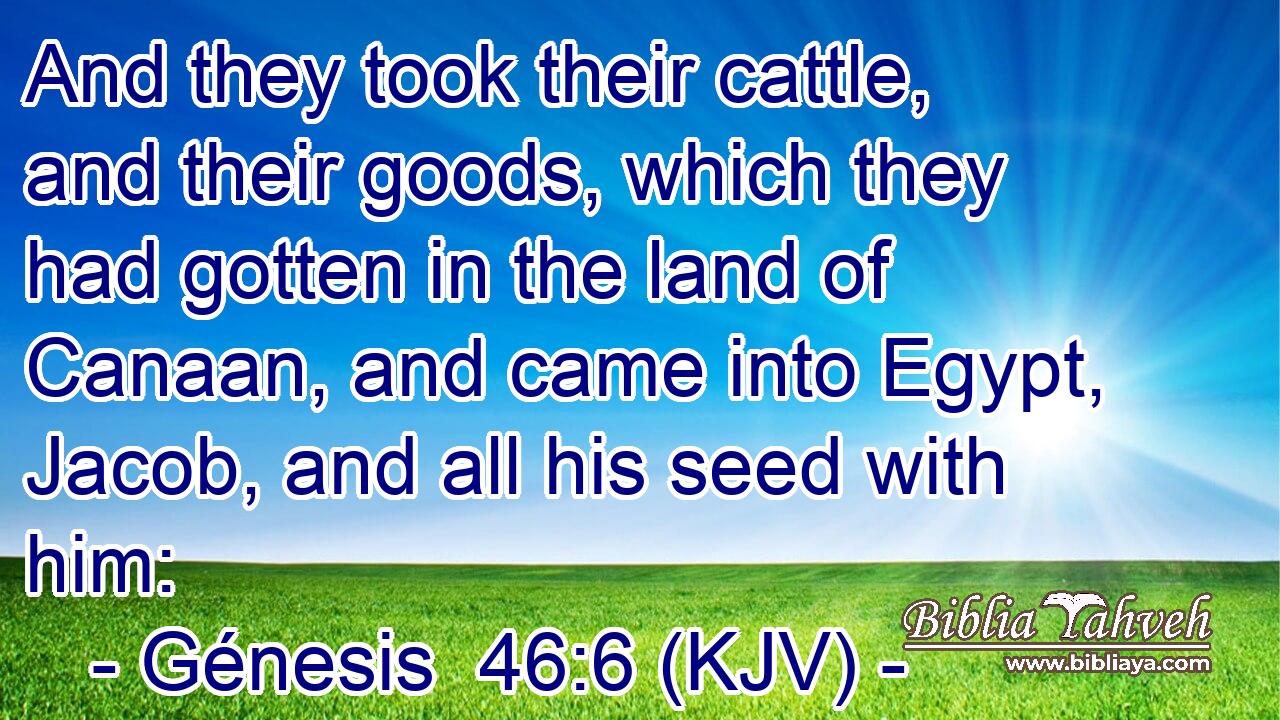 And they took their cattle, and their goods, which they had gotten in the land of Canaan, and came into Egypt, Jacob, and all his seed with him:
