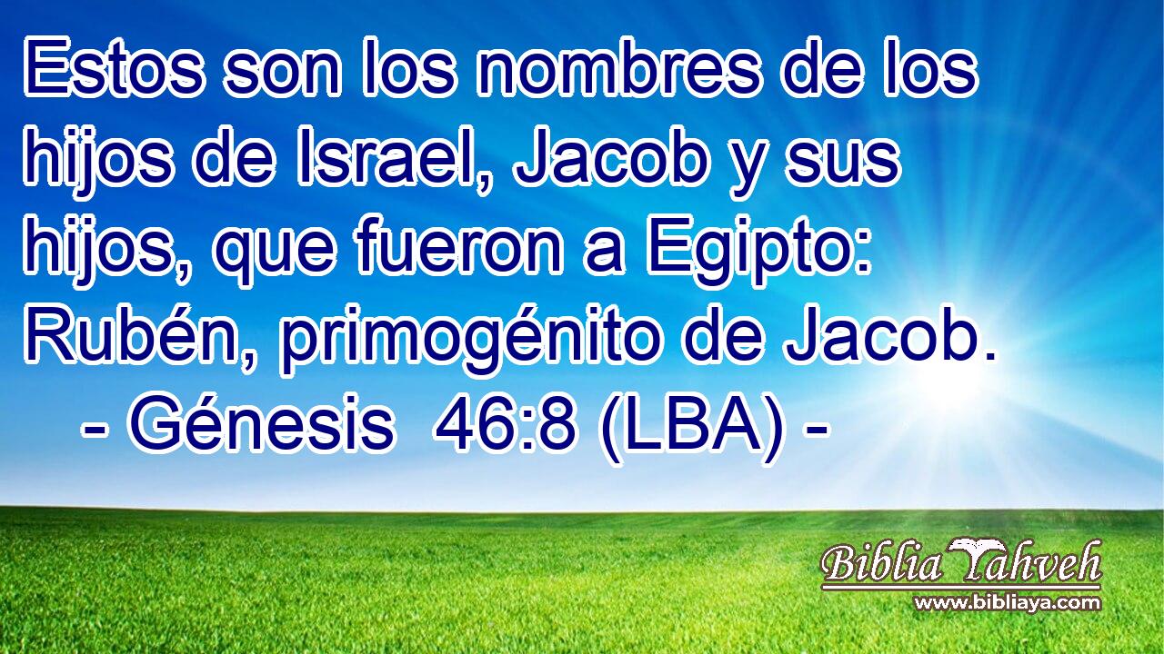 Estos son los nombres de los hijos de Israel, Jacob y sus hijos, que fueron a Egipto: Rubén, primogénito de Jacob.