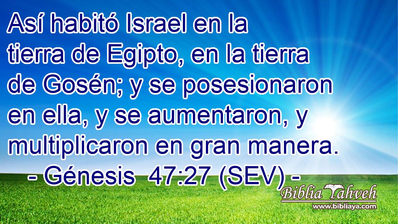 Así habitó Israel en la tierra de Egipto, en la tierra de Gosén; y se posesionaron en ella, y se aumentaron, y multiplicaron en gran manera.