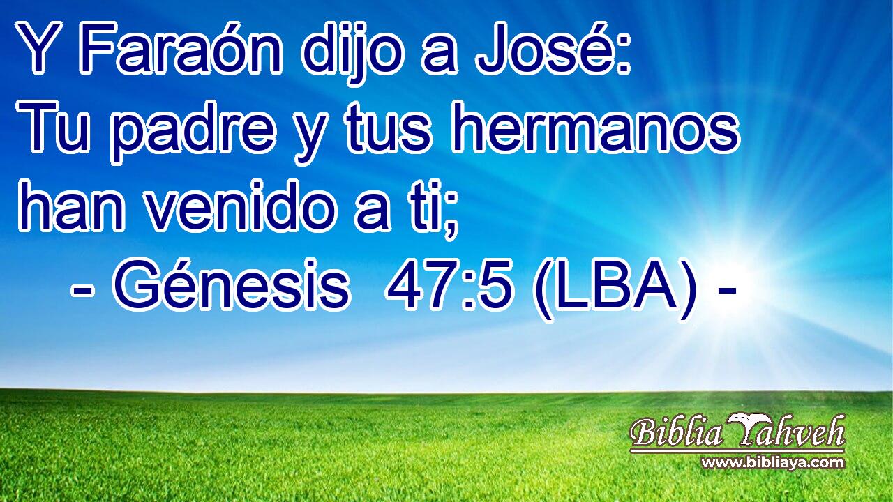 Y Faraón dijo a José: Tu padre y tus hermanos han venido a ti;