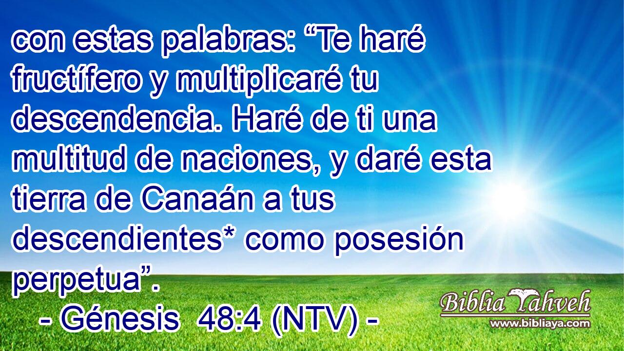 con estas palabras: “Te haré fructífero y multiplicaré tu descendencia. Haré de ti una multitud de naciones, y daré esta tierra de Canaán a tus descendientes* como posesión perpetua”.