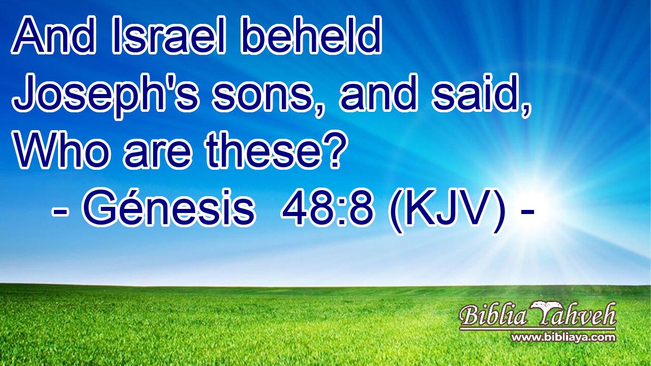And Israel beheld Joseph's sons, and said, Who are these?