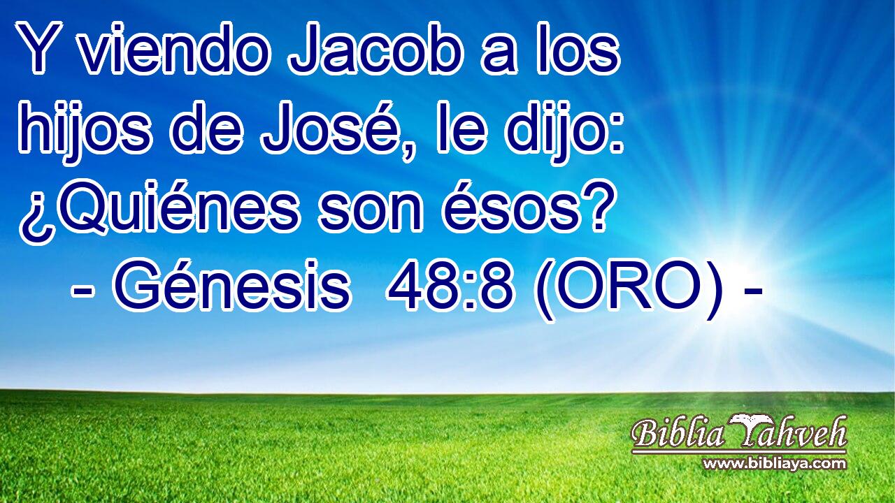  Y viendo Jacob a los hijos de José, le dijo: ¿Quiénes son ésos? 