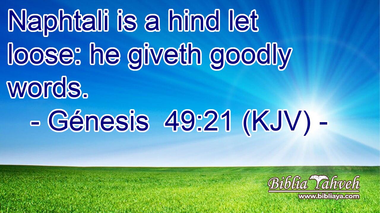 Naphtali is a hind let loose: he giveth goodly words.