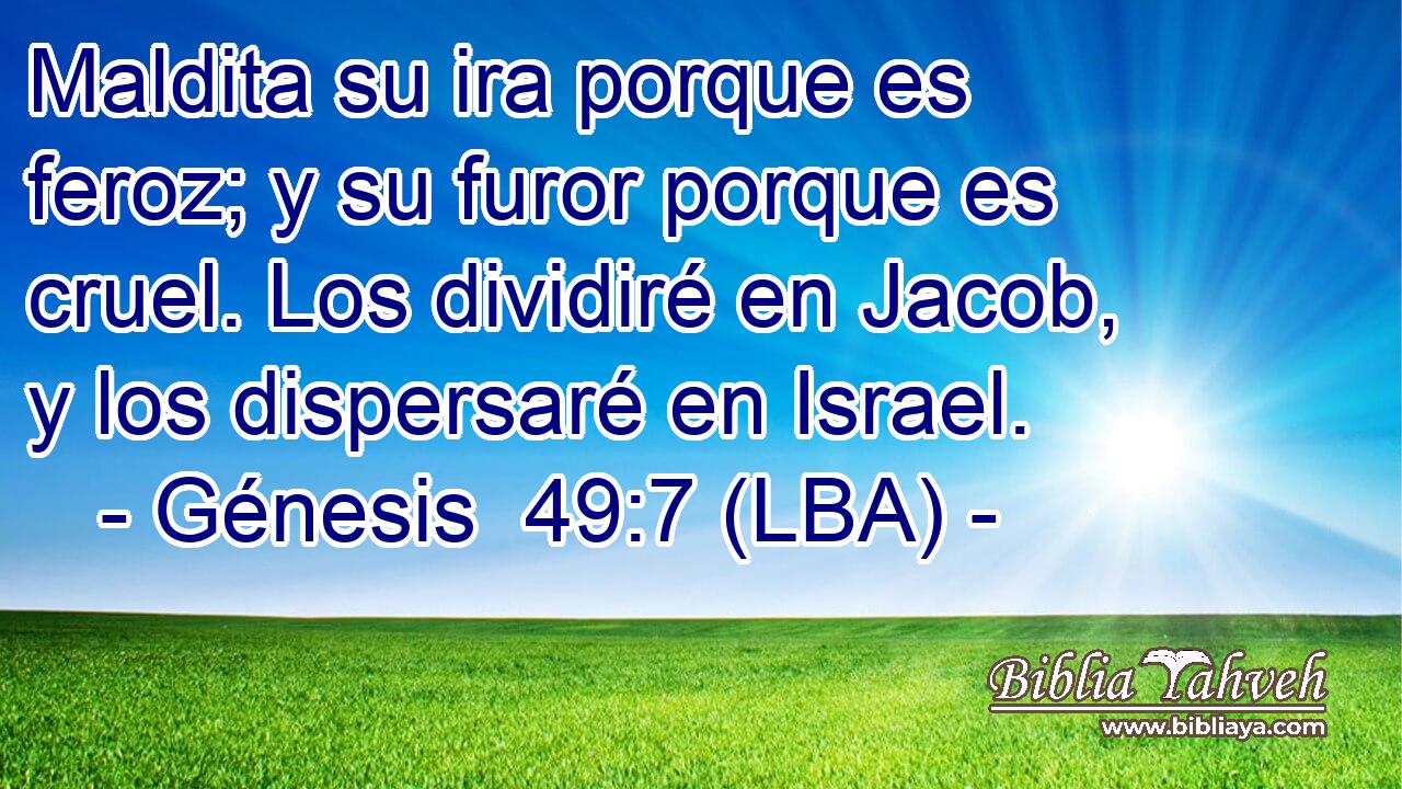 Maldita su ira porque es feroz; y su furor porque es cruel. Los dividiré en Jacob, y los dispersaré en Israel.