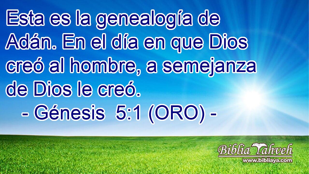  Esta es la genealogía de Adán. En el día en que Dios creó al hombre, a semejanza de Dios le creó. 
