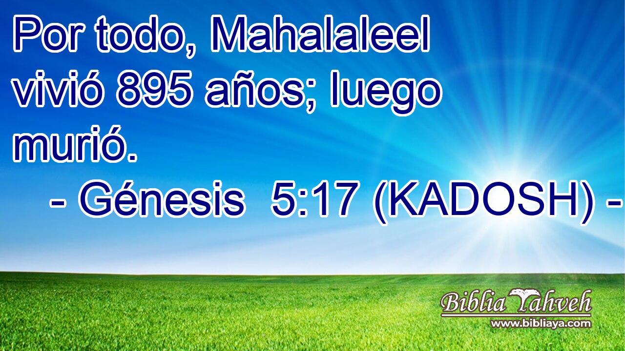  Por todo, Mahalaleel vivió 895 años; luego murió. 