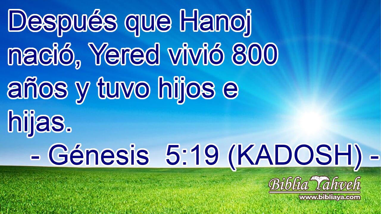  Después que Hanoj nació, Yered vivió 800 años y tuvo hijos e hijas. 