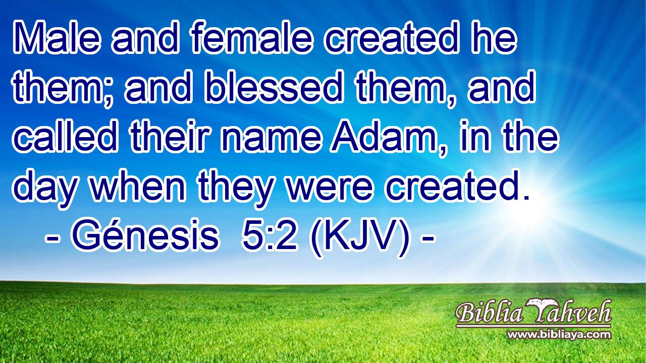 Male and female created he them; and blessed them, and called their name Adam, in the day when they were created.