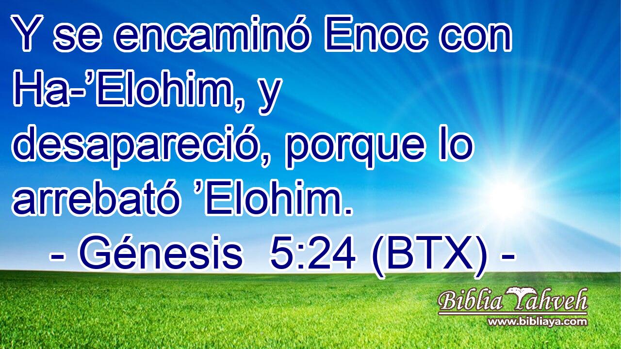 Y se encaminó Enoc con Ha-’Elohim, y desapareció, porque lo arrebató ’Elohim.