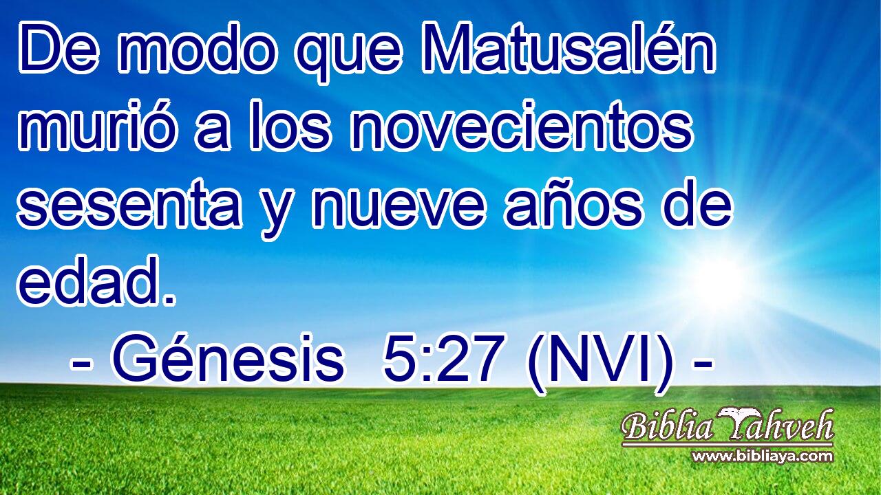  De modo que Matusalén murió a los novecientos sesenta y nueve años de edad. 