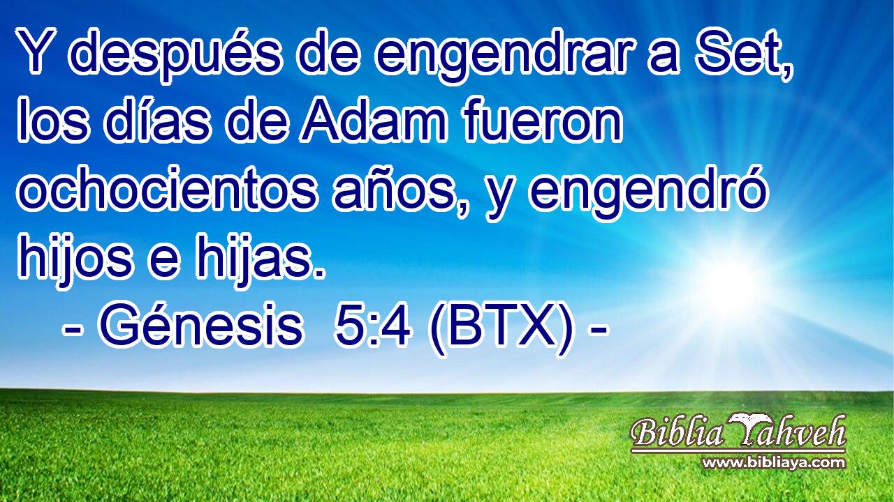 Y después de engendrar a Set, los días de Adam fueron ochocientos años, y engendró hijos e hijas.