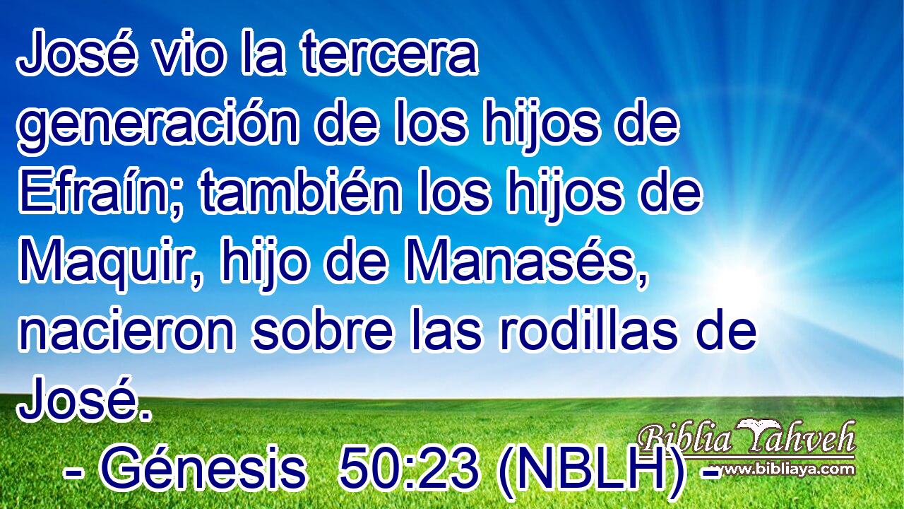  José vio la tercera generación de los hijos de Efraín; también los hijos de Maquir, hijo de Manasés, nacieron sobre las rodillas de José. 