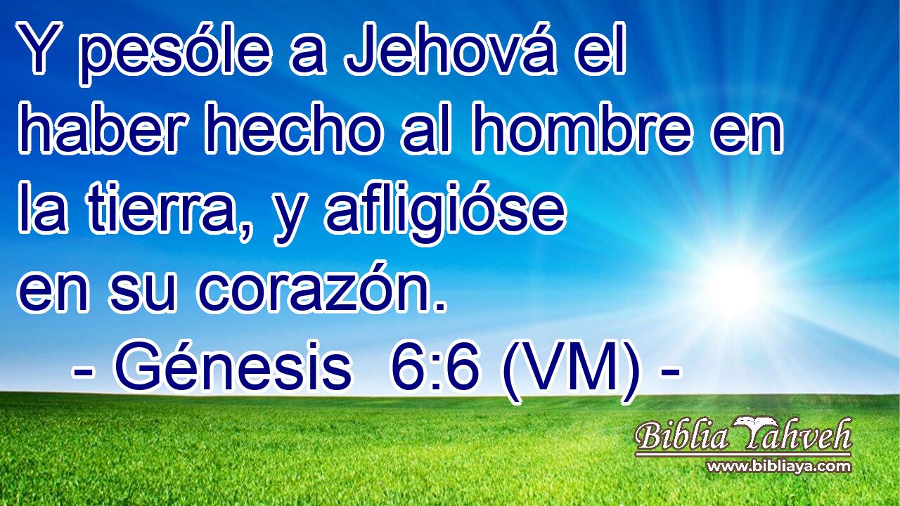  Y pesóle a Jehová el haber hecho al hombre en la tierra, y afligióse en su corazón. 
