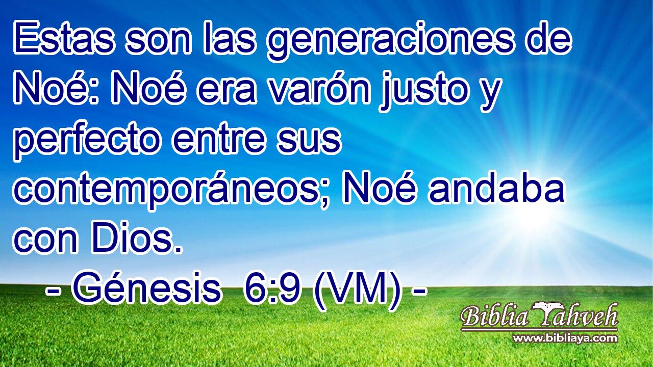  Estas son las generaciones de Noé: Noé era varón justo y perfecto entre sus contemporáneos; Noé andaba con Dios. 